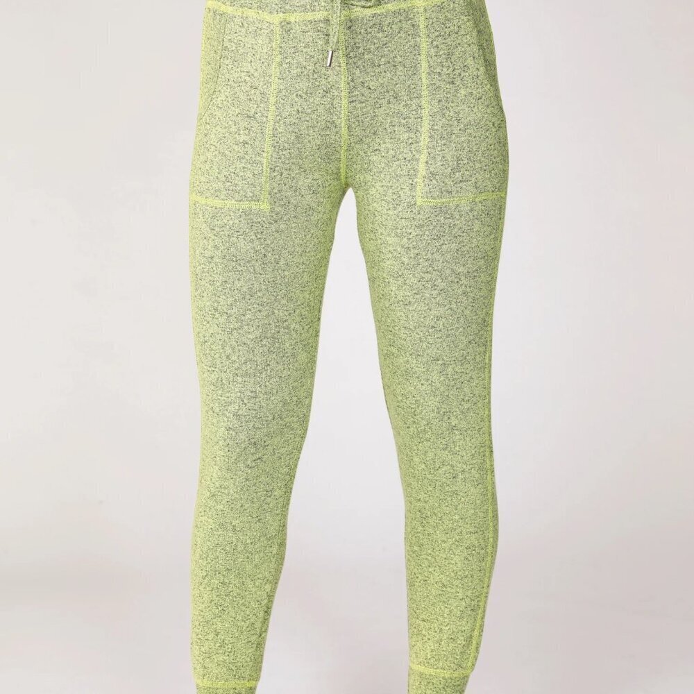 NWT French Kyss Women's Melange Lime  Drawstring Joggers Size S; Loungewear